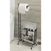 Basicwise Metal Toilet Paper Holder with Magazine Rack QI003489